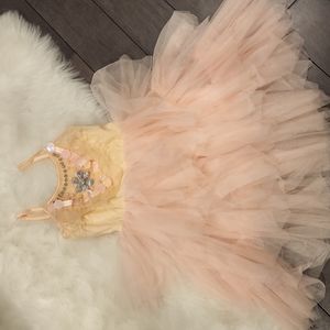 Swan Princess Feather Ballerina Dress Peachy Pink, OS